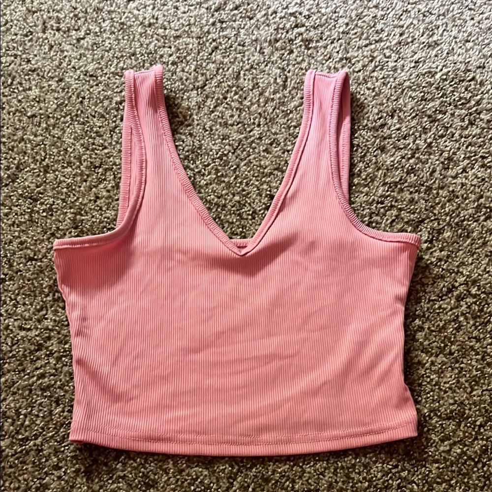 SHEIN Pink Cropped Tank Top Fitted Sleeveless